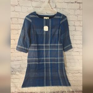 Seasalt Cornwall Newford Island Blue Plaid Tunic Dress 10 NWT Peasant Prarie